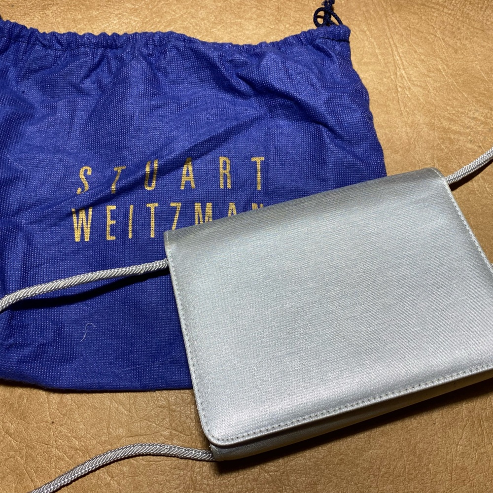 Stuart Weitzman Evening Bag/ Purse, silver in color